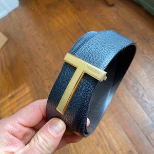 Tom Ford T belt black and Gold